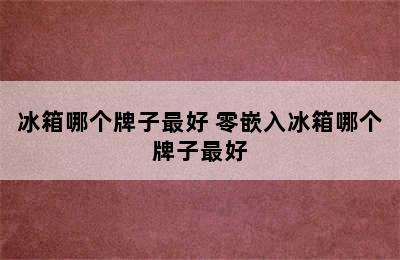 冰箱哪个牌子最好 零嵌入冰箱哪个牌子最好